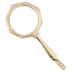 Gold Magnifying Glass Pendant with Diamonds