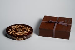 Gold Maki-e & Abalone Round Butterflies Suzuribako by Shunko