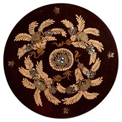 Gold Maki-e & Abalone Round Butterflies Suzuribako by Shunko