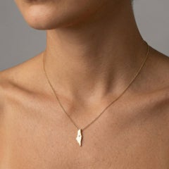 Pendentif carte en or 14K (ou 18k sur demande) Collier diamant rond en or jaune