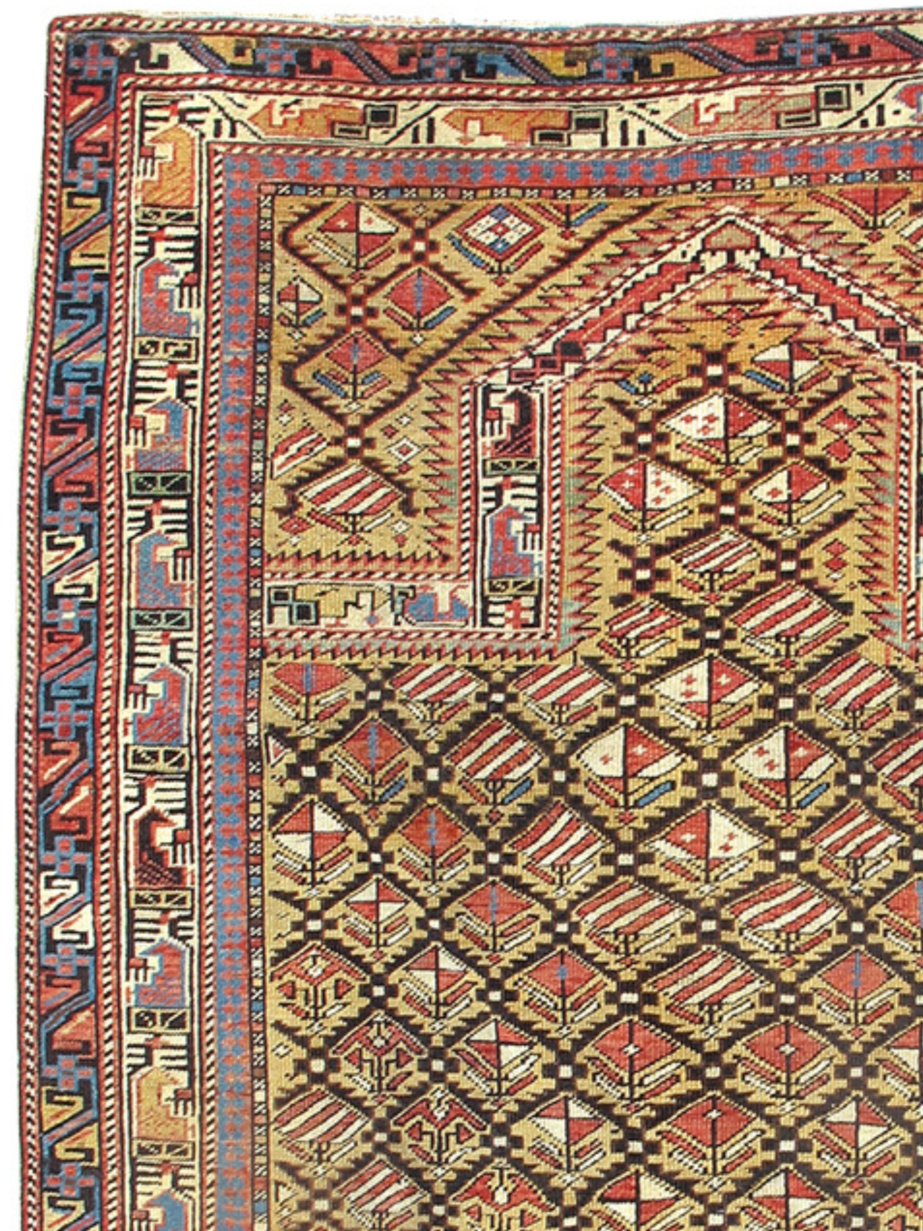 Caucasien Tapis de prière en or Marasali Shirvan, fin du 19e siècle en vente