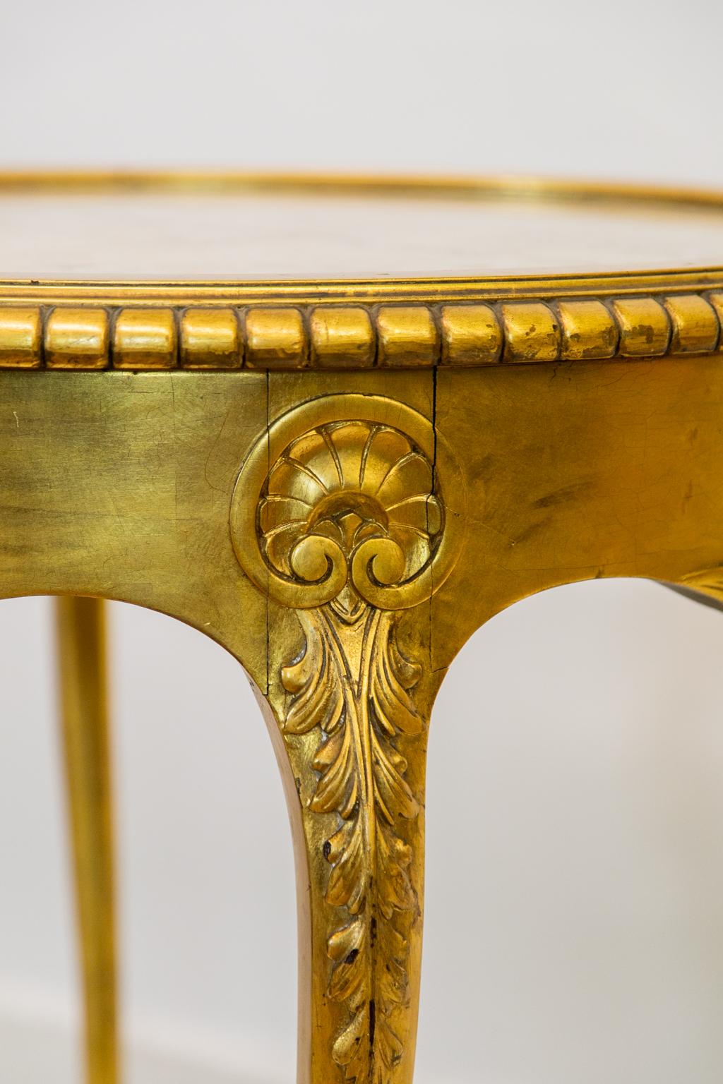 Early 20th Century Gold Marble Top French Table For Sale