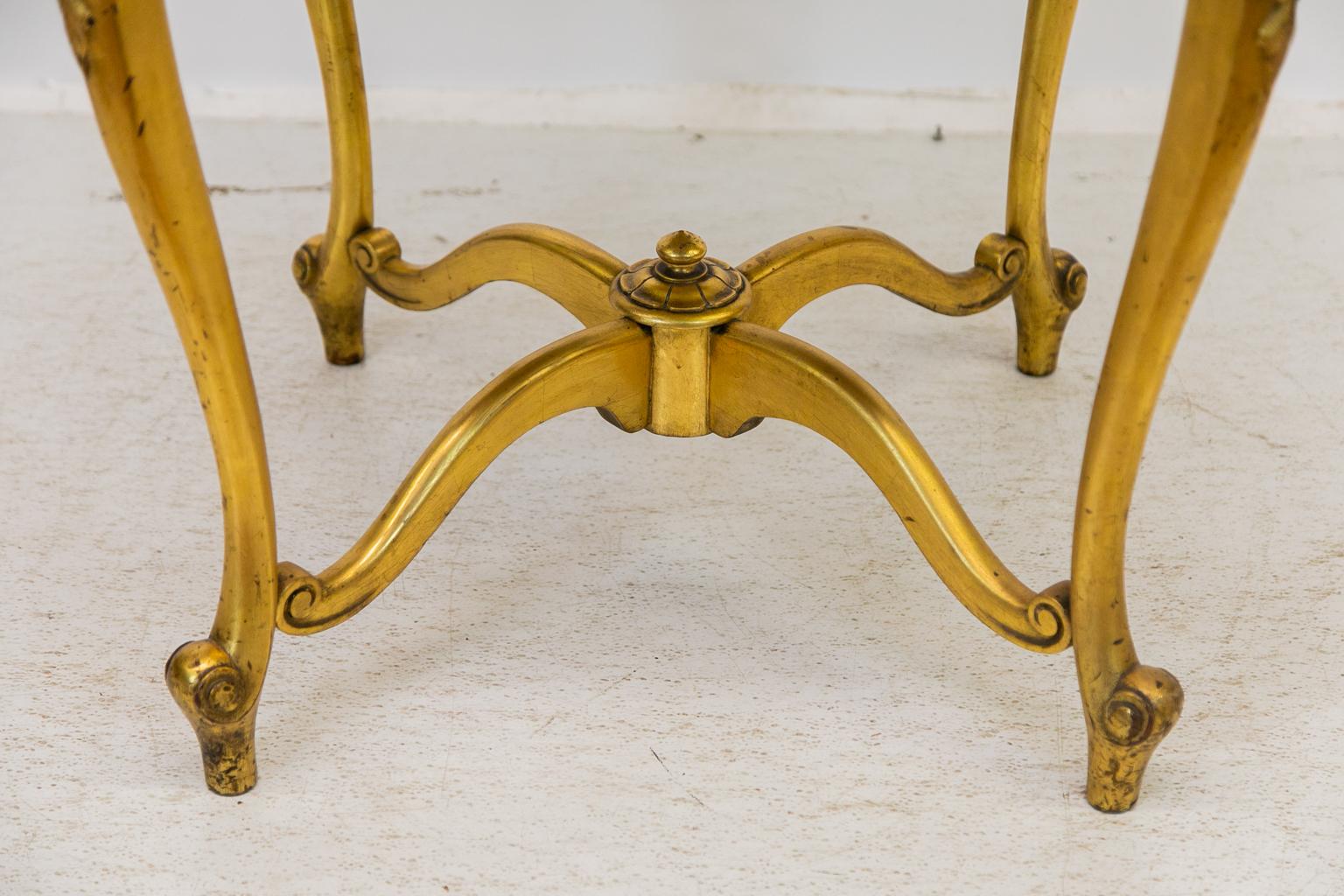 Gold Marble Top French Table For Sale 1