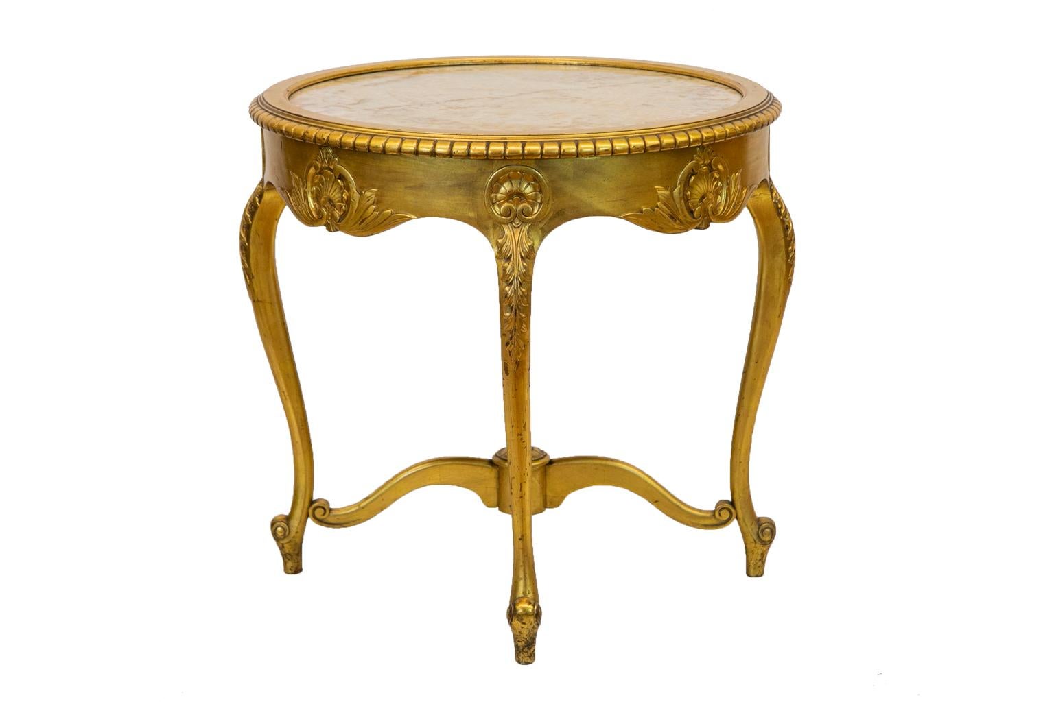 Gold Marble Top French Table 2