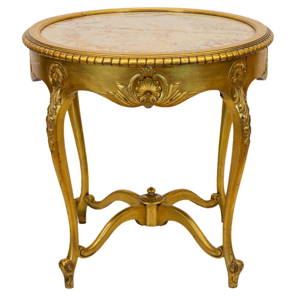 Gold Marble Top French Table
