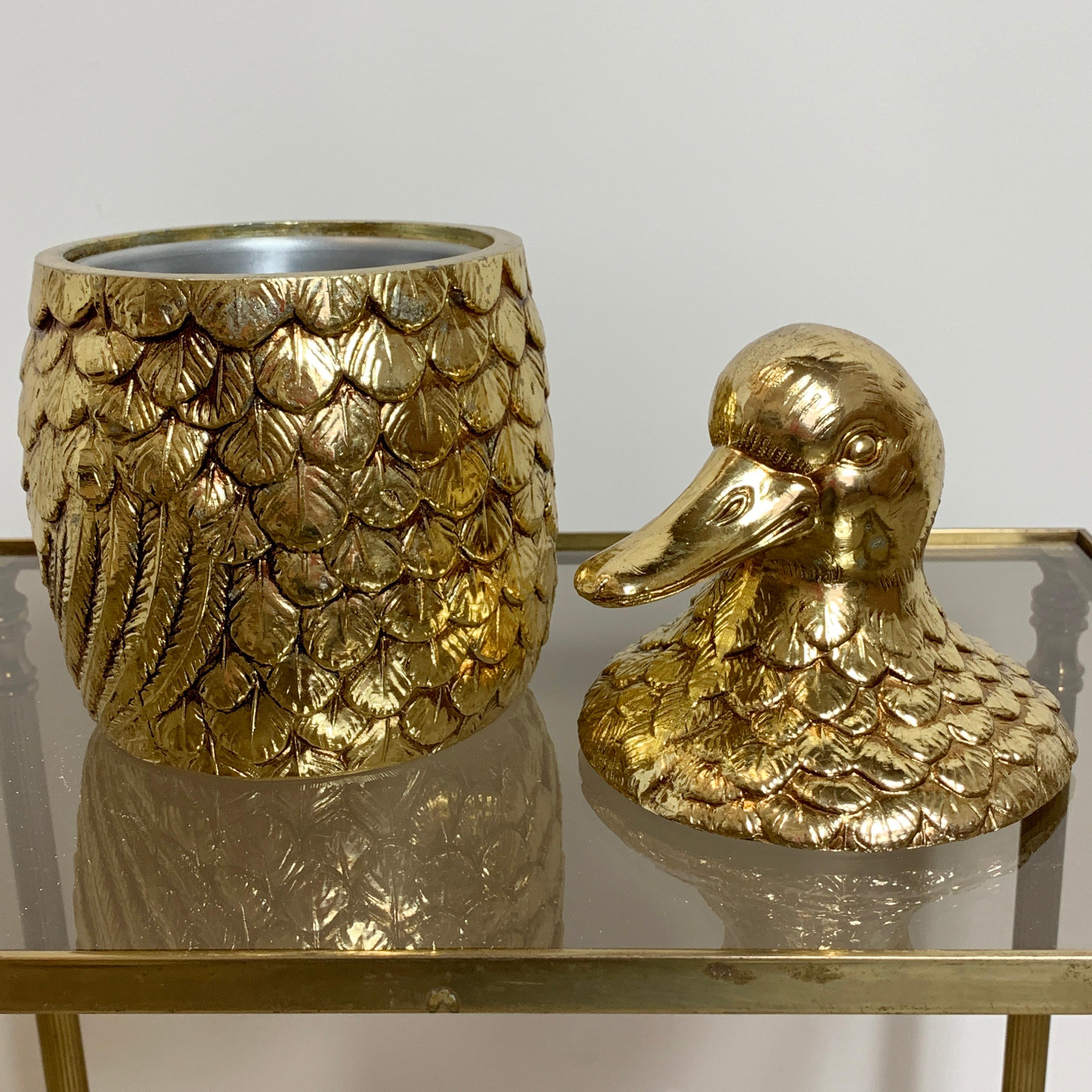 Metal Gold Mauro Manetti Duck Ice-Bucket, Italy, 1960s