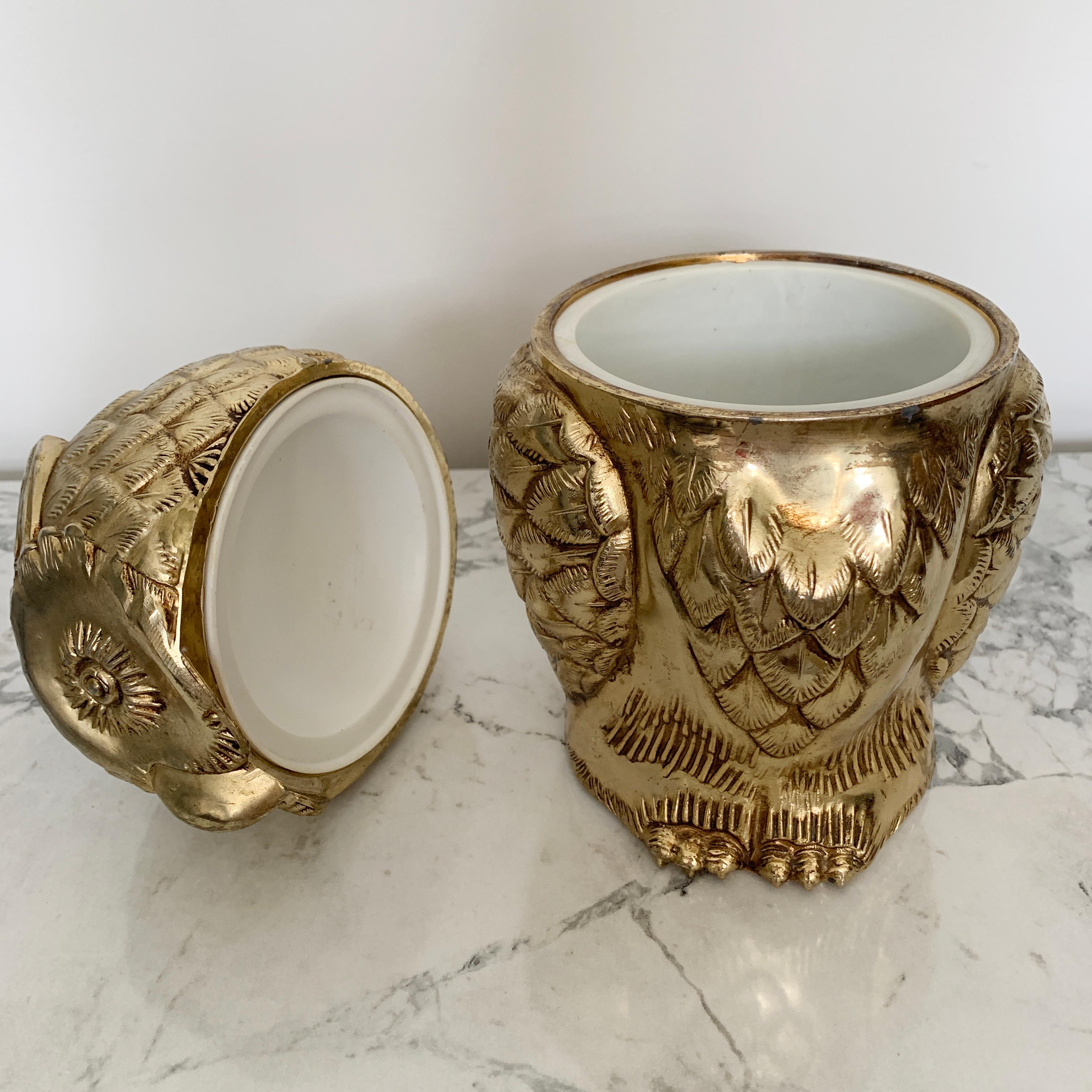 Mid-Century Modern Gold Mauro Manetti Owl Ice-Bucket, Italy, 1960s