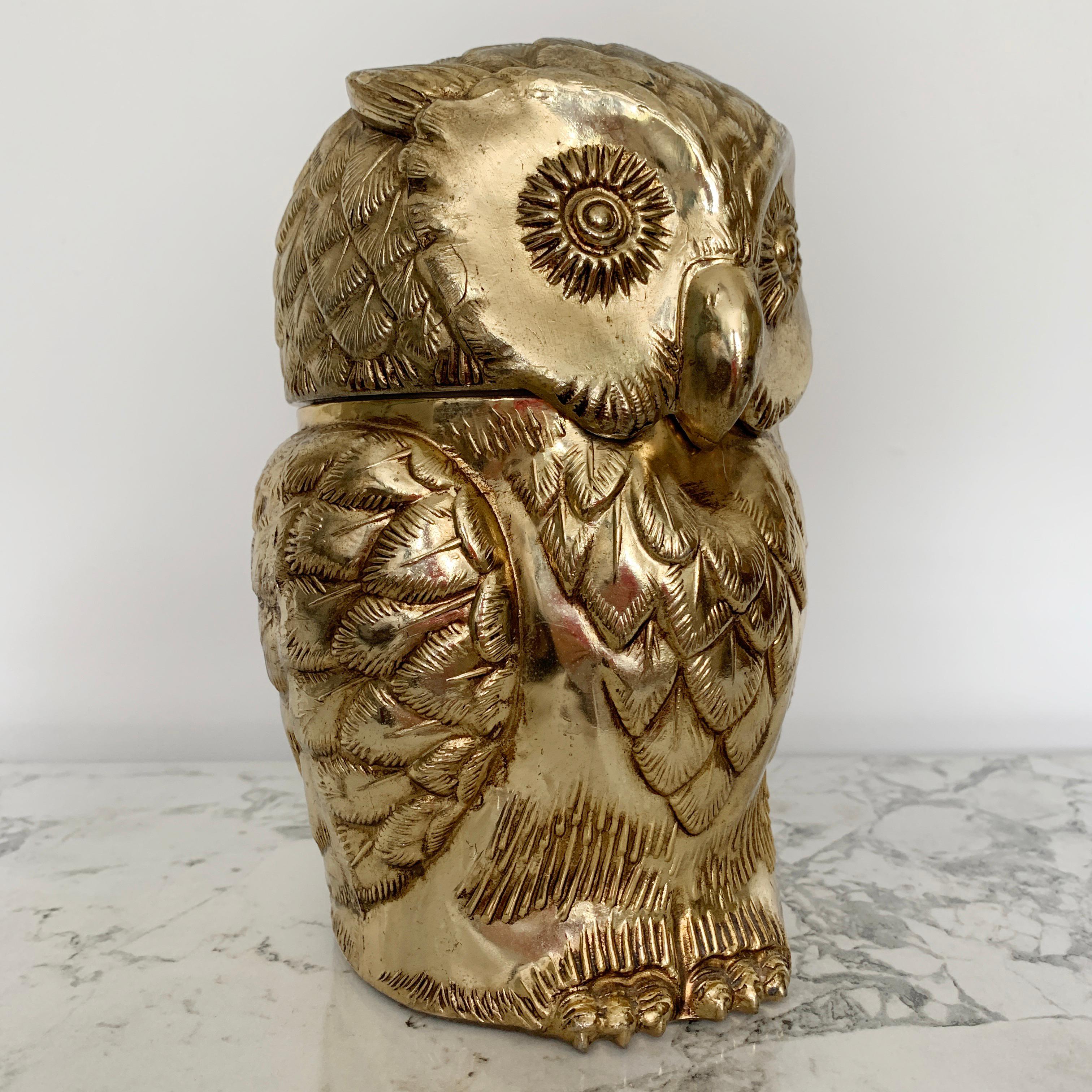 Italian Gold Mauro Manetti Owl Ice-Bucket, Italy, 1960s