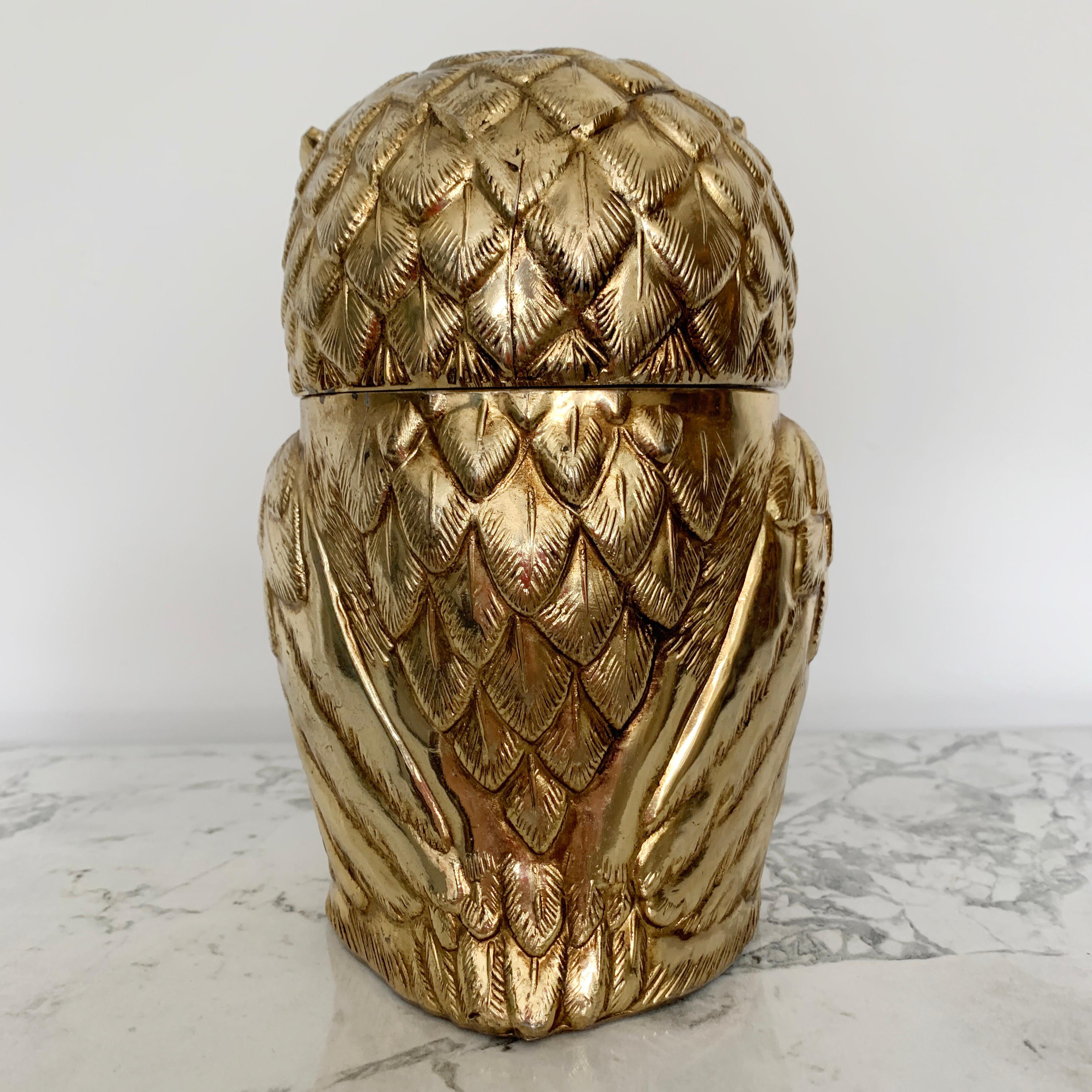 20th Century Gold Mauro Manetti Owl Ice-Bucket, Italy, 1960s