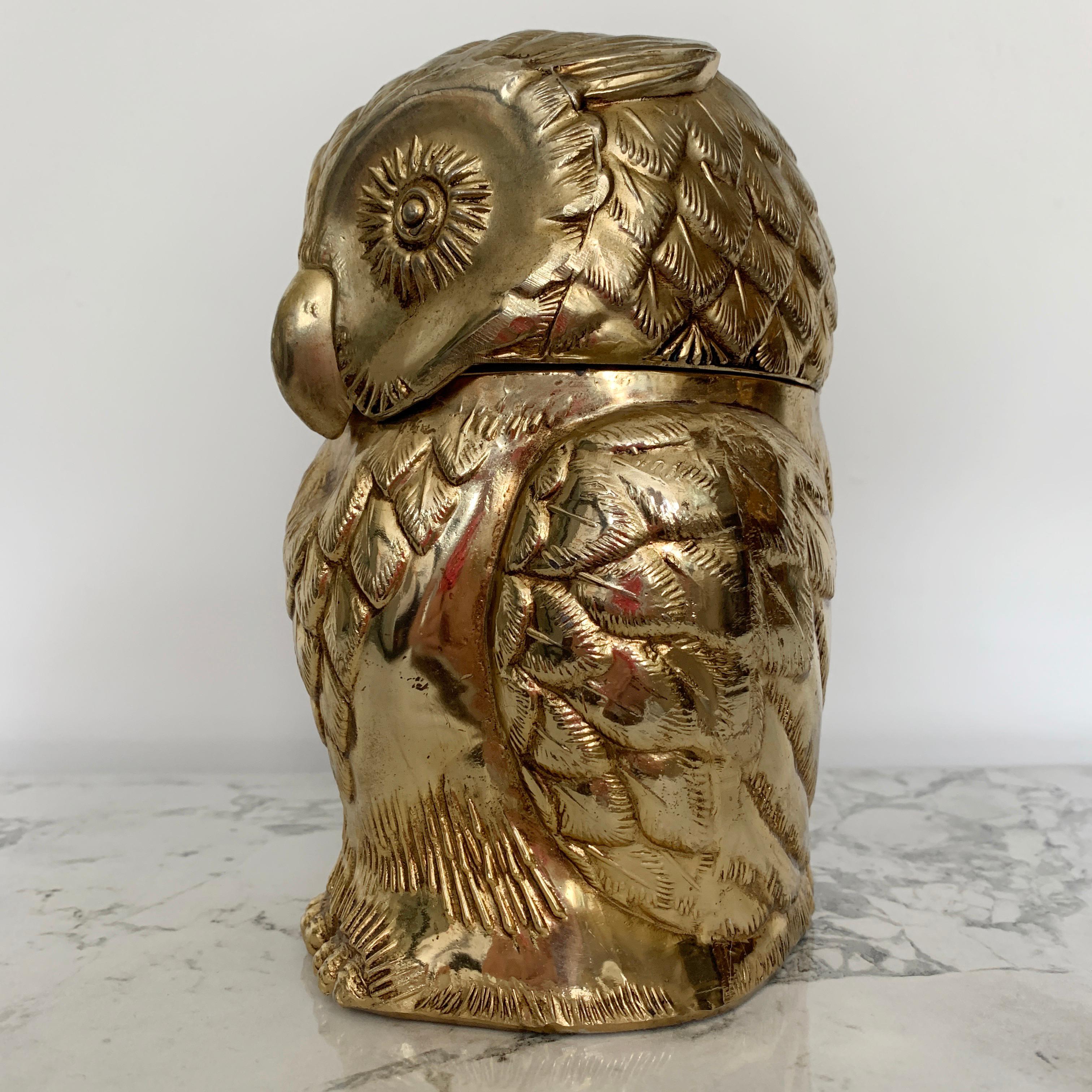 Metal Gold Mauro Manetti Owl Ice-Bucket, Italy, 1960s
