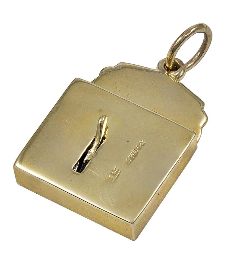 Women's or Men's Gold Mechanical Can-Can Charm For Sale