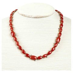 Gold, Mediterranean Coral and Diamonds Necklace