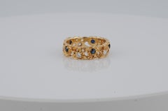Gold memory ring diamonds and sapphires