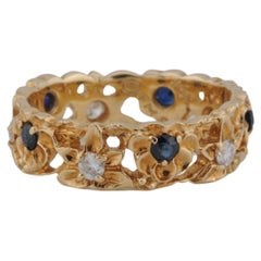 Gold memory ring diamonds and sapphires