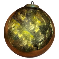Gold Mercury Glass German Kugel Globe Sphere Orb Christmas Ornament