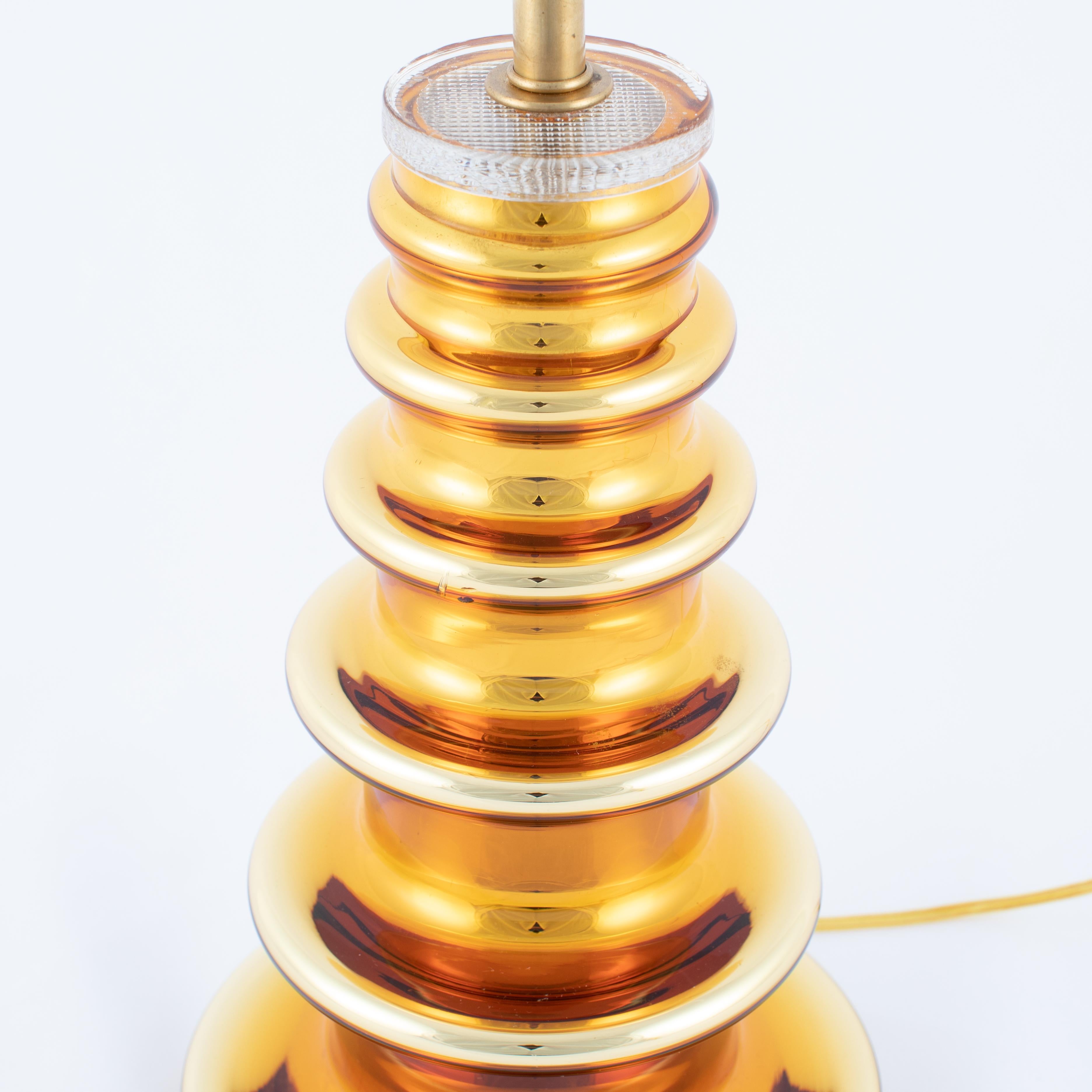 Gold Mercury Glass TOTEM Table Lamp by Johansfors Glasbruk, circa 1960s In Good Condition For Sale In Brooklyn, NY