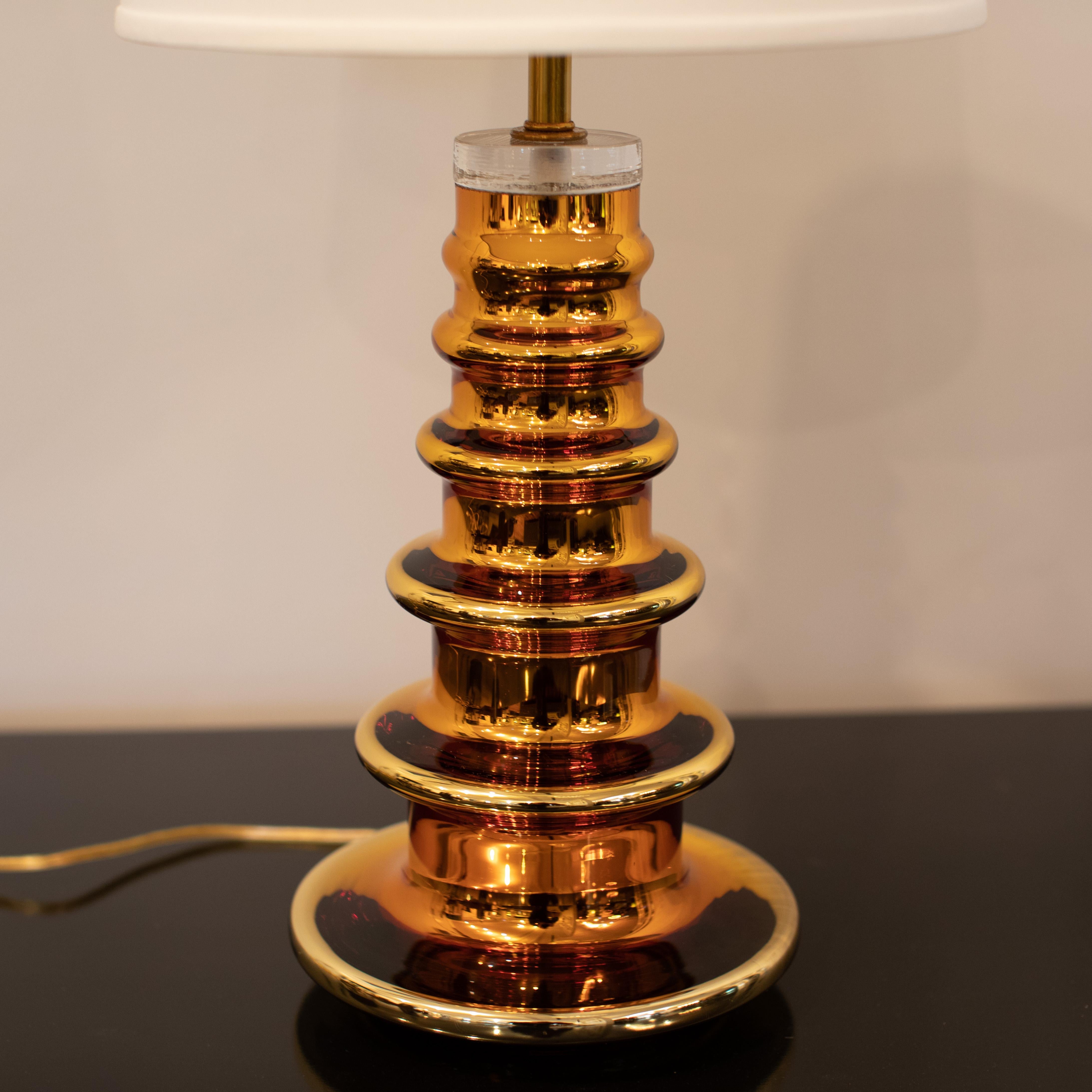 Gold Mercury Glass TOTEM Table Lamp by Johansfors Glasbruk, circa 1960s For Sale 2