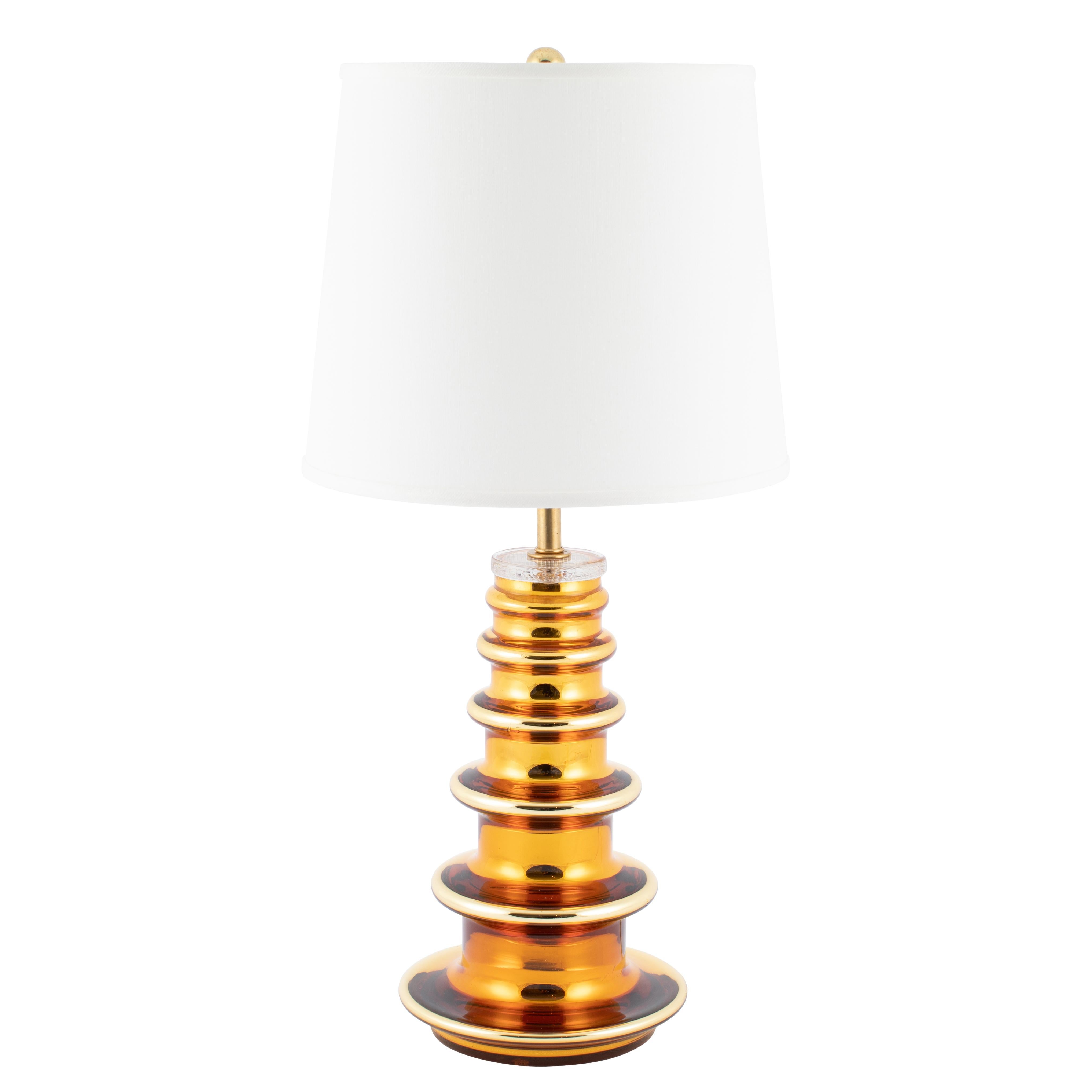 Gold Mercury Glass TOTEM Table Lamp by Johansfors Glasbruk, circa 1960s For Sale