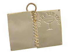 Gold Merry Christmas/Happy New Year Charm