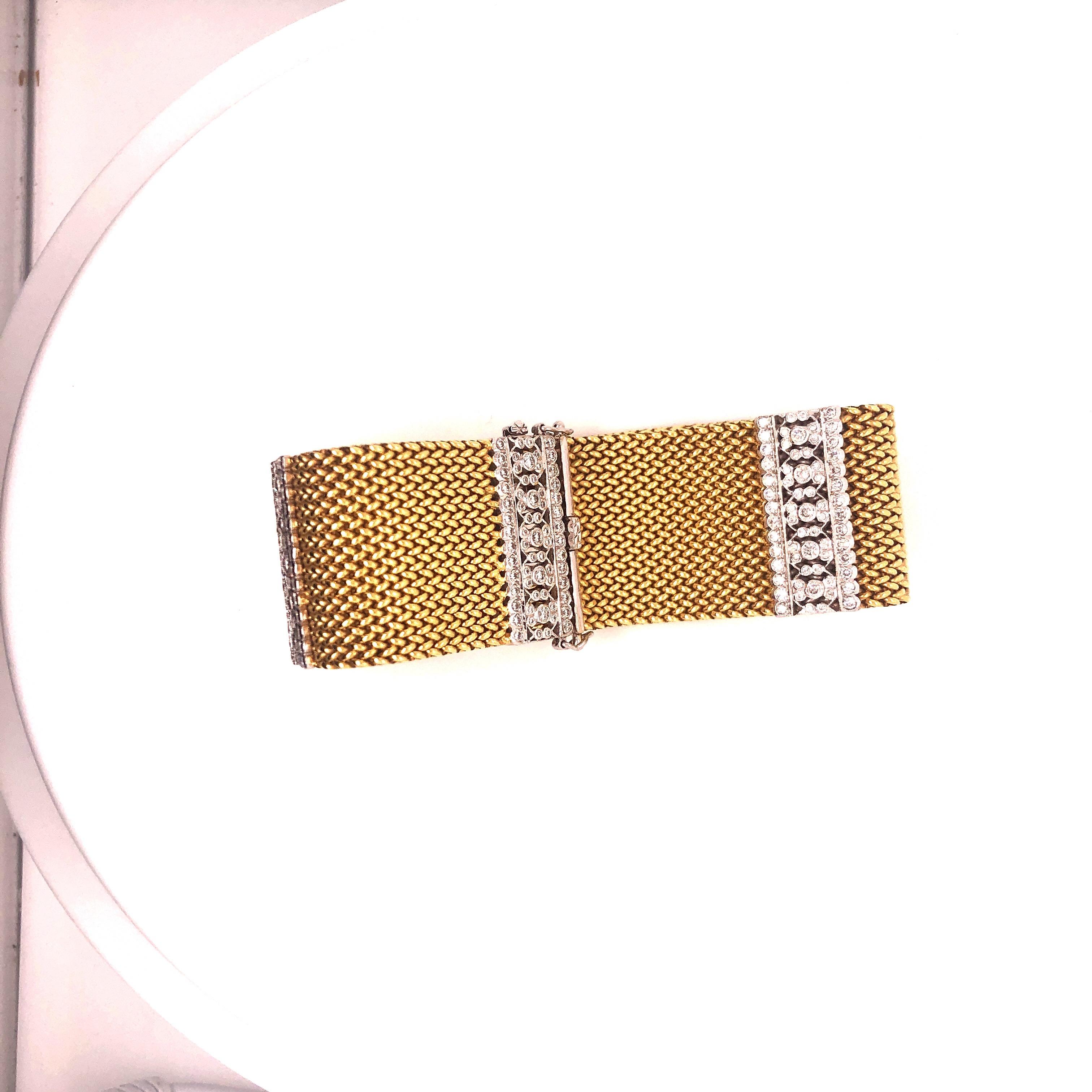 Gold Mesh Bracelet with Diamonds 1