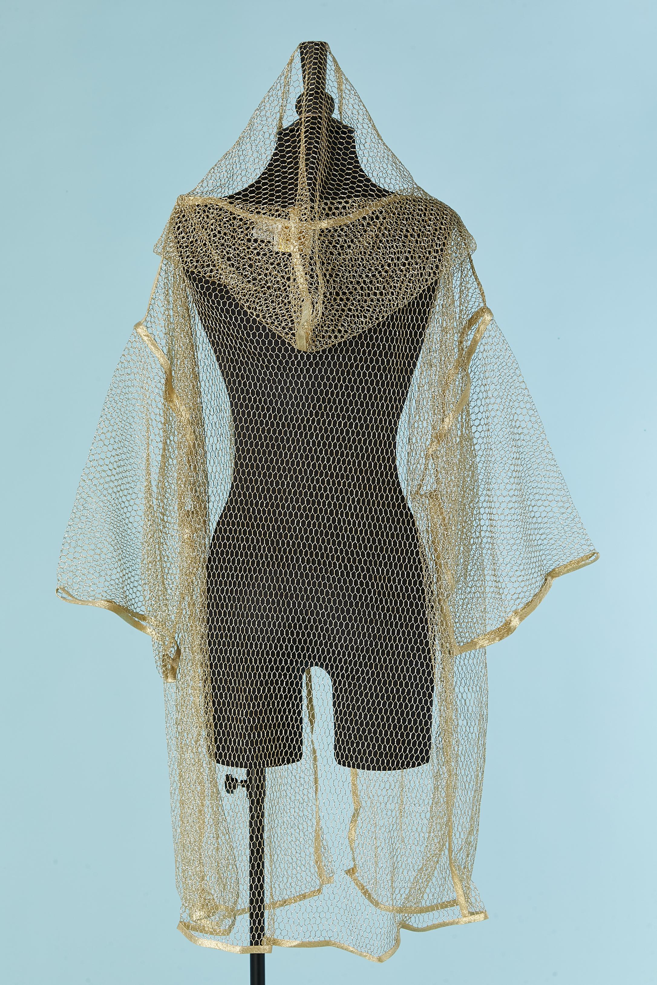Gold mesh tulle oversize coat with hood GOTTEX For Sale 2