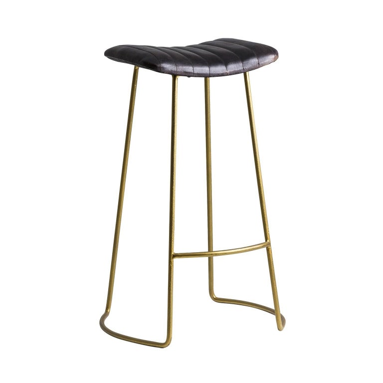 Gold Metal And Leather Bar Stool At 1stdibs Gold Metal And Leather Bar Stool For