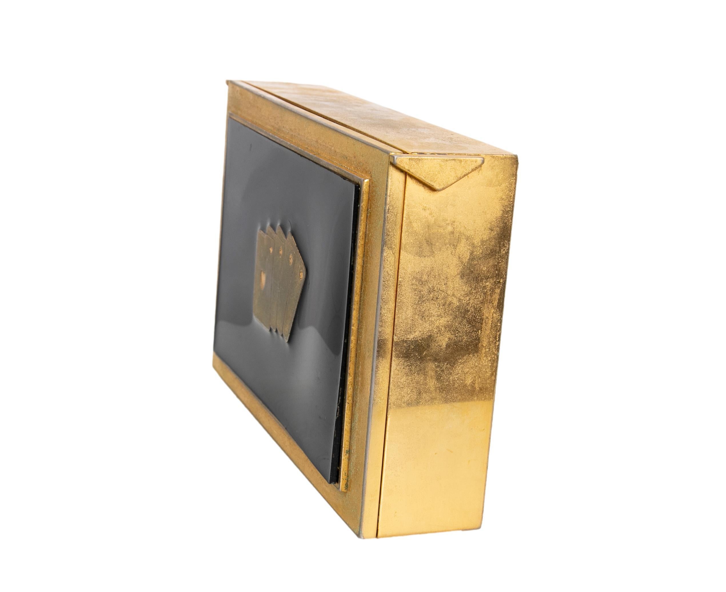 Gold Metal and Wooden Card Box for Poker Cards For Sale 6
