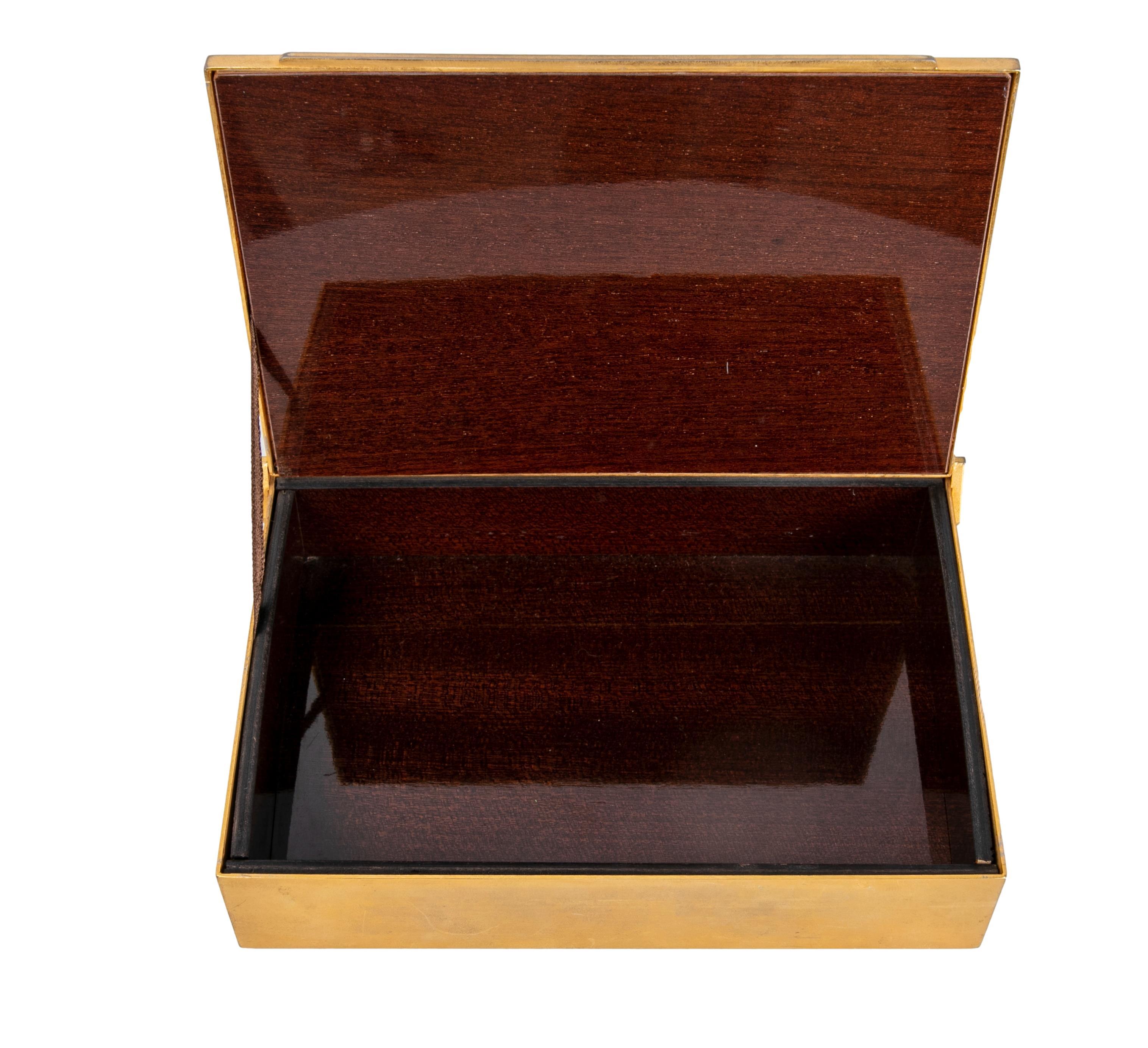 Gold Metal and Wooden Card Box for Poker Cards For Sale 8