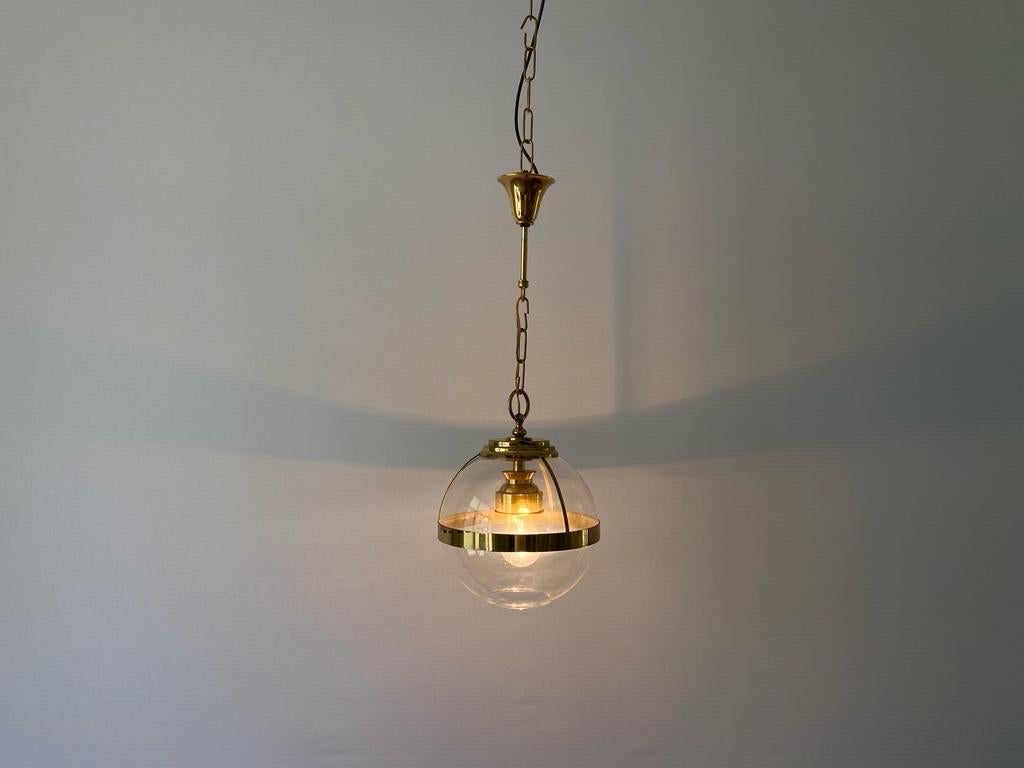 Gold Metal & Ball Glass Pendant Lamp, 1960s, Italy For Sale 4