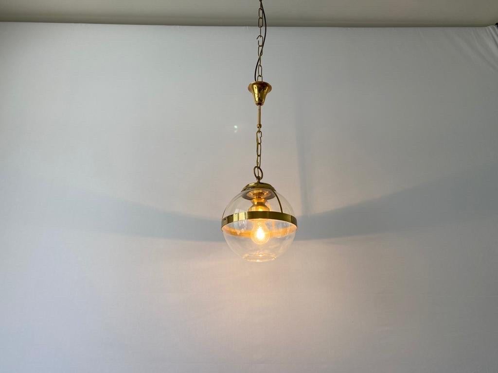 Gold Metal & Ball Glass Pendant Lamp, 1960s, Italy For Sale 5