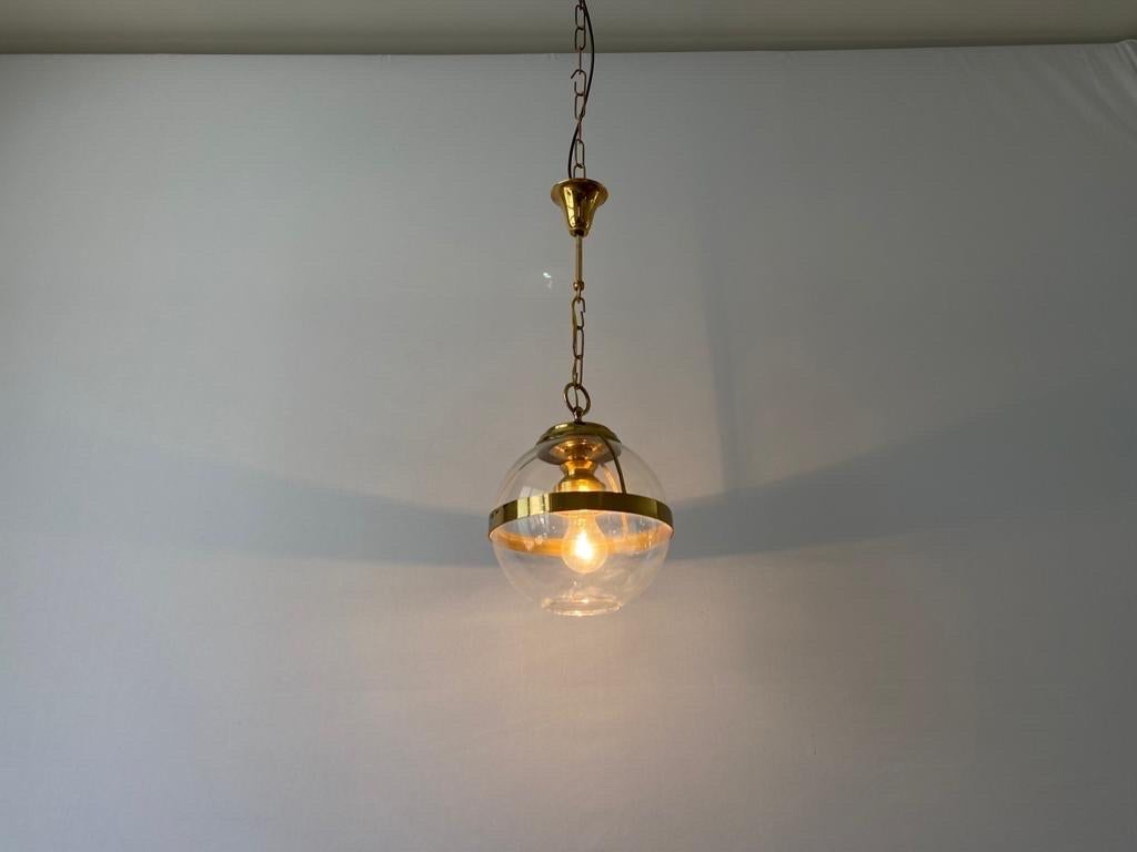 Gold Metal & Ball Glass Pendant Lamp, 1960s, Italy For Sale 6