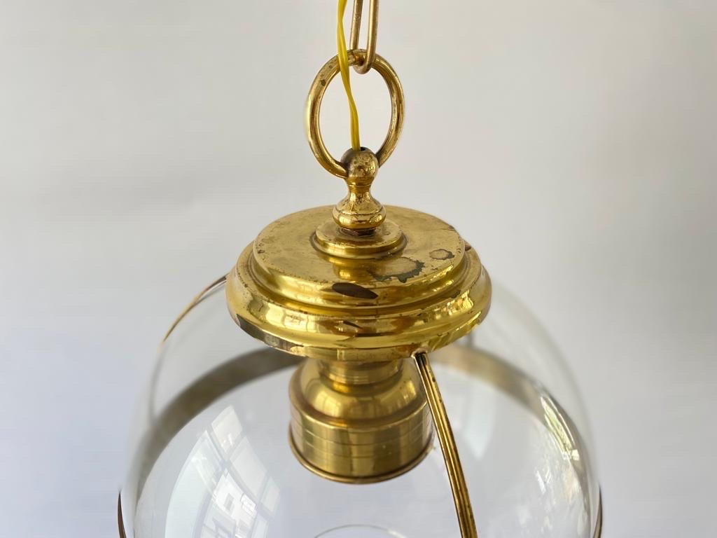 Italian Gold Metal & Ball Glass Pendant Lamp, 1960s, Italy For Sale