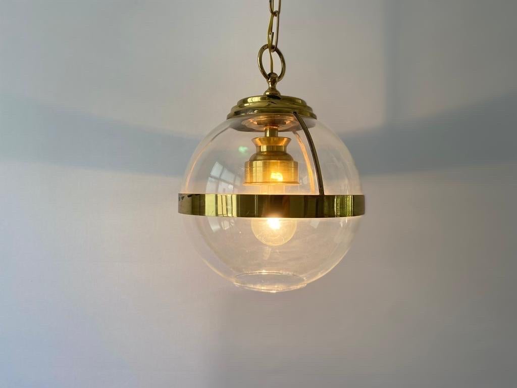 Gold Metal & Ball Glass Pendant Lamp, 1960s, Italy For Sale 2