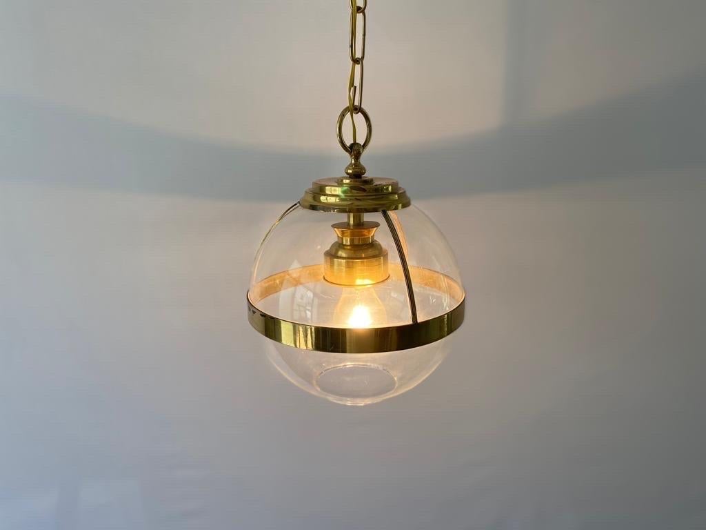 Gold Metal & Ball Glass Pendant Lamp, 1960s, Italy For Sale 3
