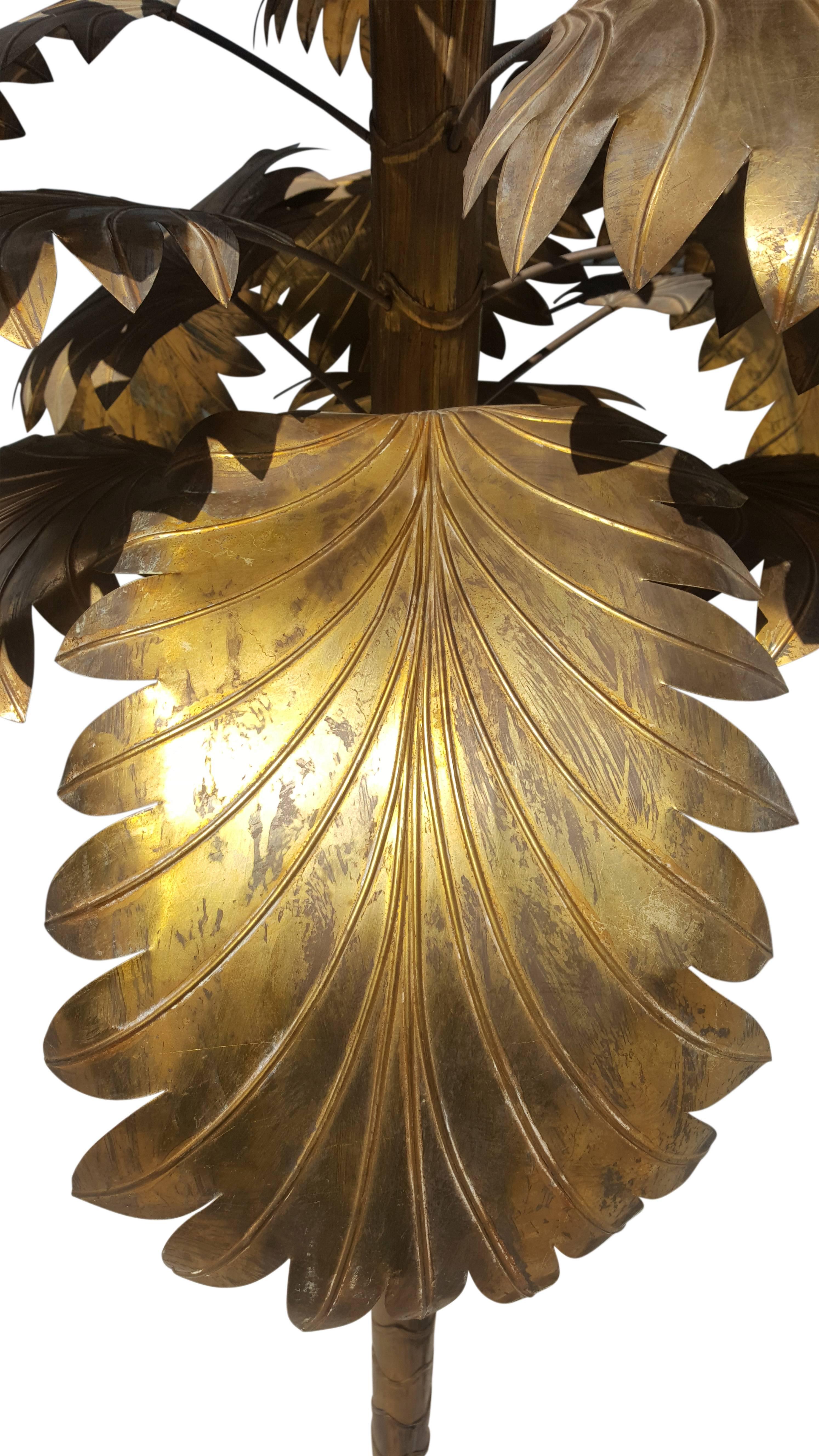 French Gold Metal Decorative Palmtree, Midcentury For Sale