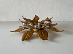 Gold Metal Flower Design 4-armed Flush Mount Lamp, 1960s, Germany