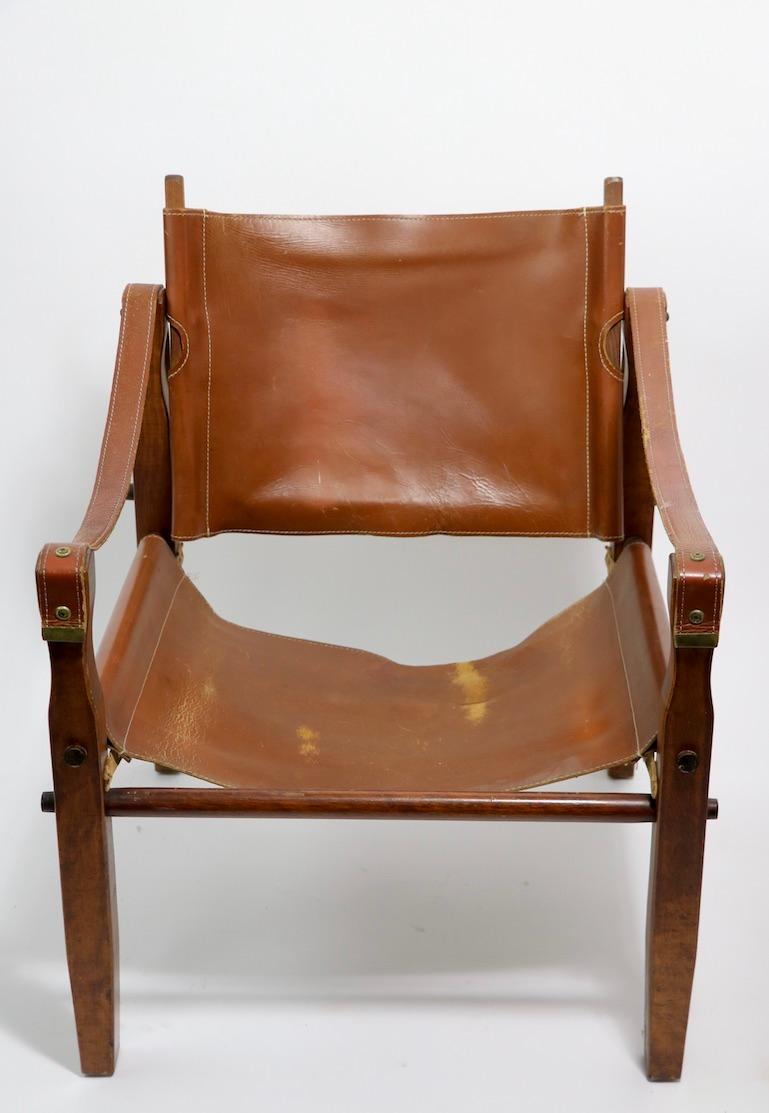 Gold Metal Folding Safari Chair Made in Racine Wisconsin In Good Condition In New York, NY