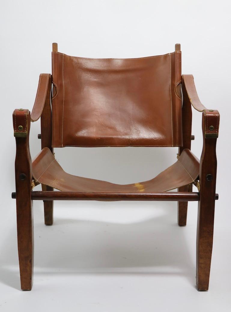 20th Century Gold Metal Folding Safari Chair Made in Racine Wisconsin
