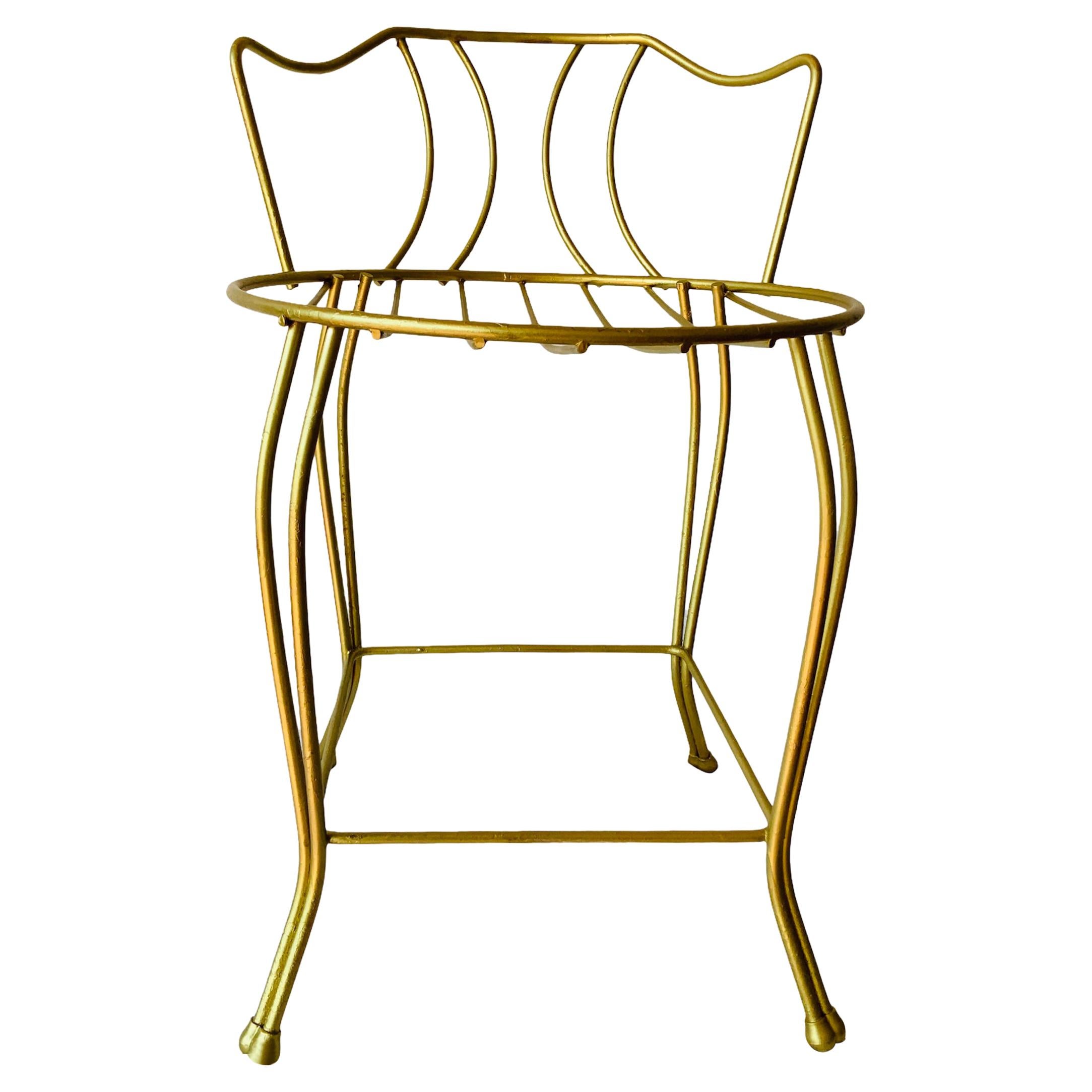 Gold Metal Hollywood Regency Vanity Chair/Stool For Sale