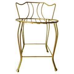 Antique Gold Metal Hollywood Regency Vanity Chair/Stool