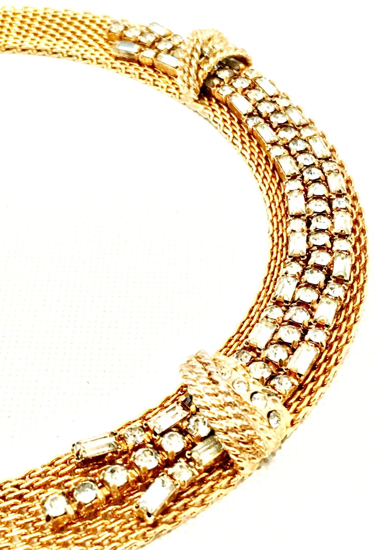 Gold mesh necklace with crystals Clearance