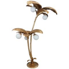 Gold Metal Palm Tree Floor Lamp, Italy, 1970s