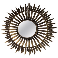 Gold Metal Sunburst Mirror, 1970s