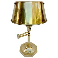 Retro Gold Metal Table Lamp with Hinged Arm Extender and Extra Shade