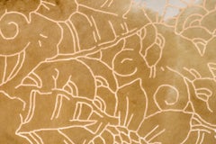 Gold Metallic Boho Batik Pattern Caramel Cowhide Rug, Large