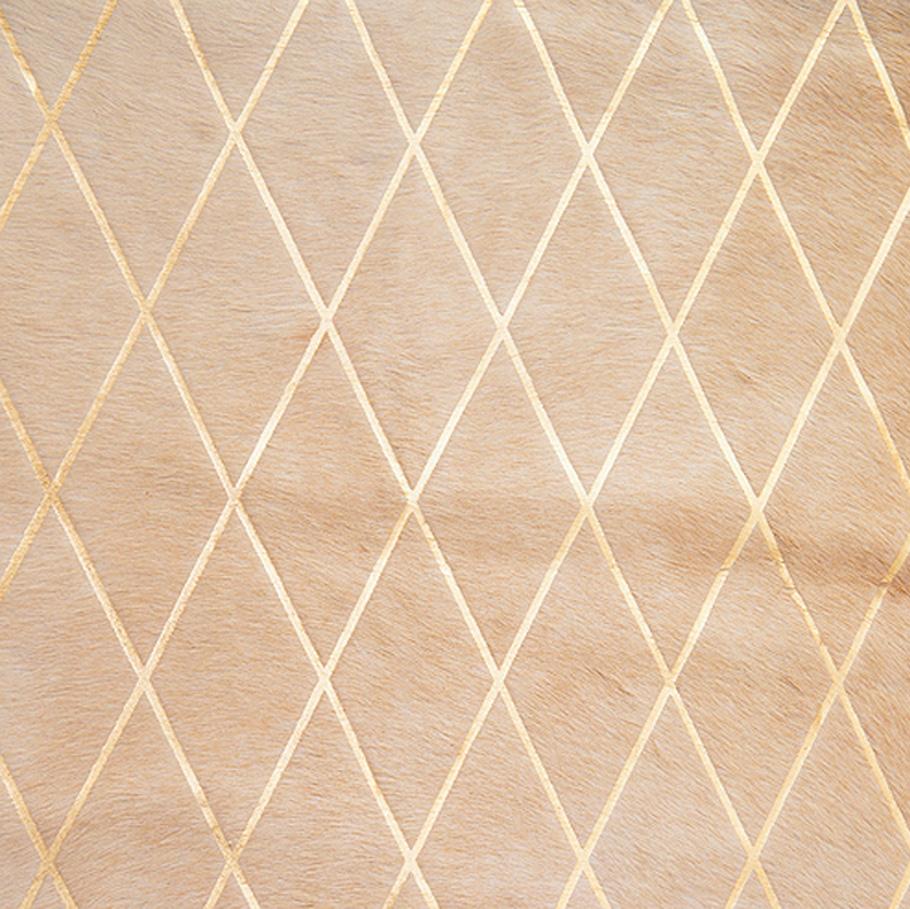 Tapis en cuir de vache caramel à motif de losanges:: grand format en vente 6
