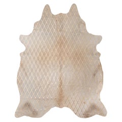 Tapis en cuir de vache caramel à motif de losanges:: grand format