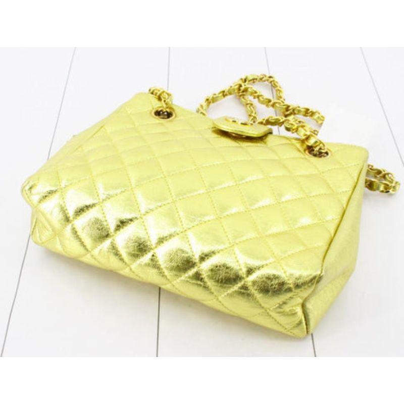 Gold metallic quilted Lambskin leather Chanel Supernova Chain shoulder bag In Fair Condition In Irvine, CA