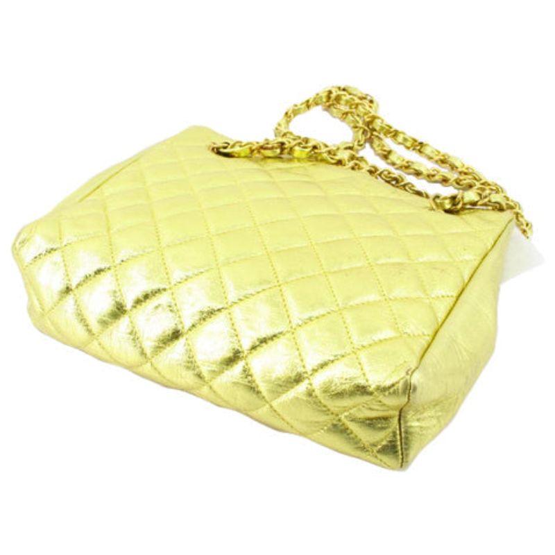 Women's Gold metallic quilted Lambskin leather Chanel Supernova Chain shoulder bag