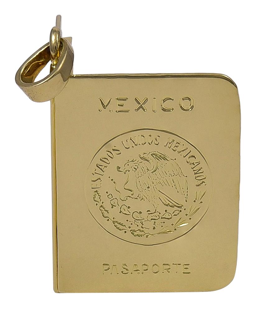 Gold Mexiko-Passportanhänger oder -Medaillon im Zustand „Hervorragend“ in New York, NY